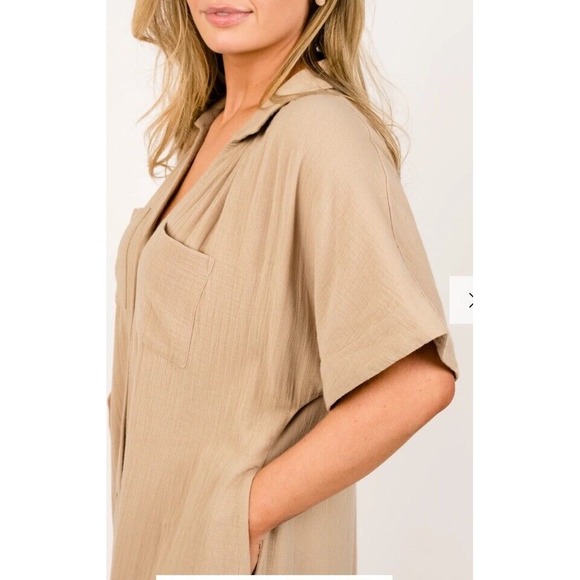 Able Kherington Button Up Shirt dress Khaki Sz XLarge - Picture 2 of 6